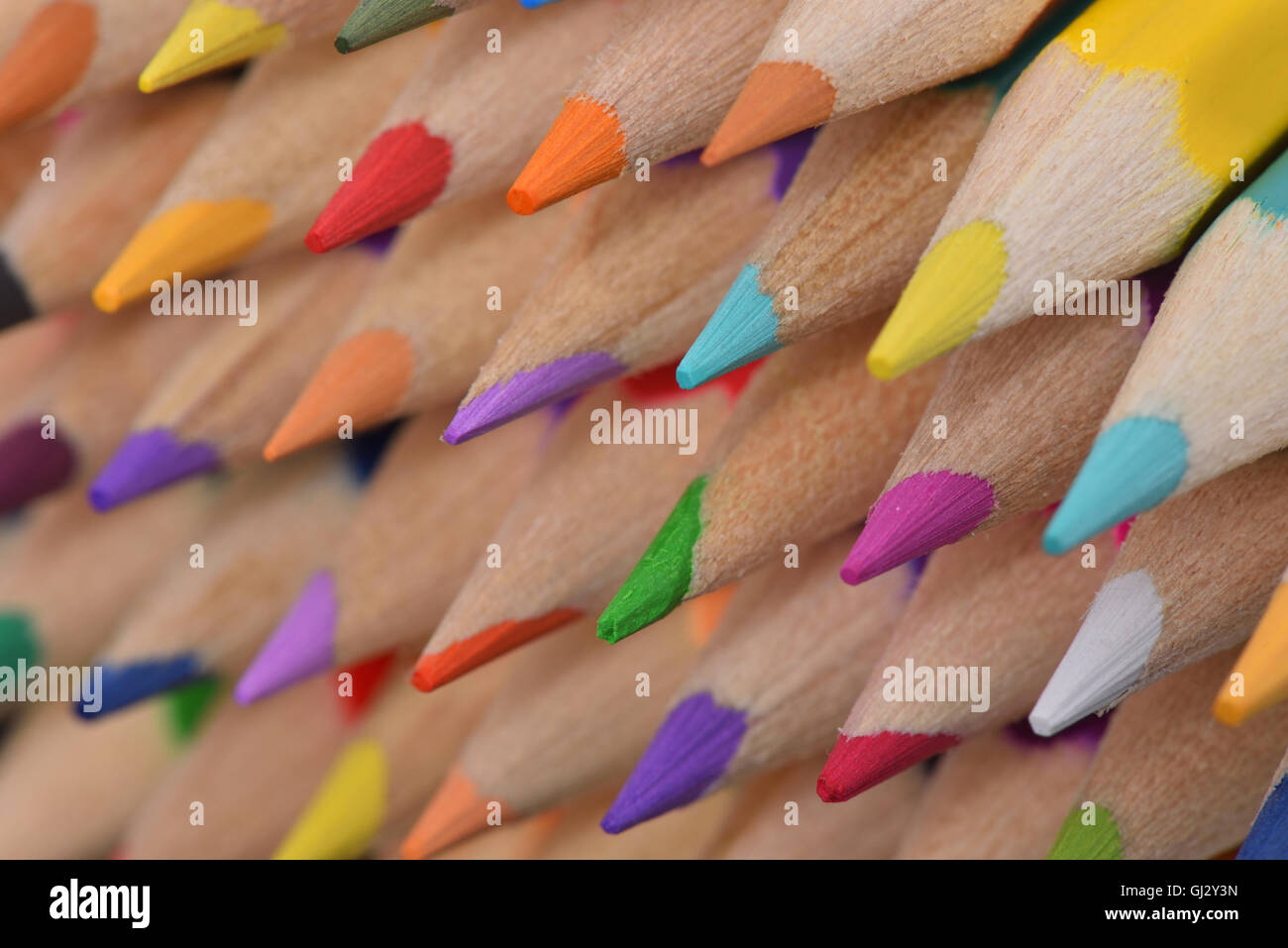 Mixed colored pencils tips Stock Photo Alamy