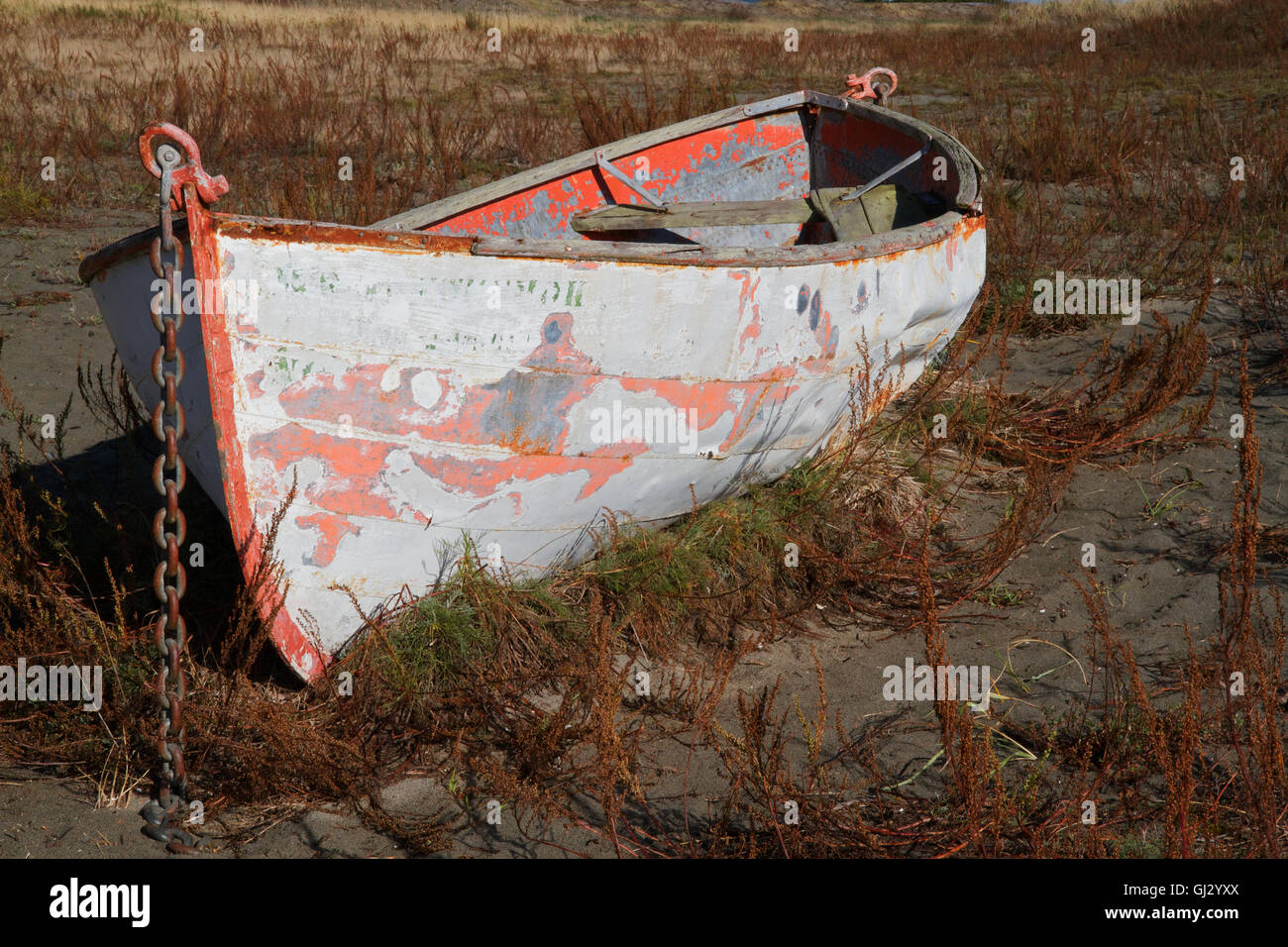 Land locked Boat HDR no sky Stock Photo