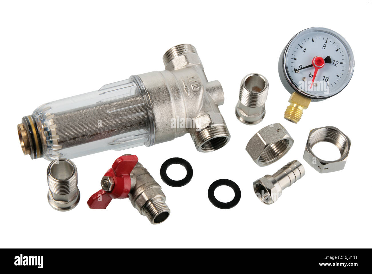 Set of manometer and water filter Stock Photo Alamy