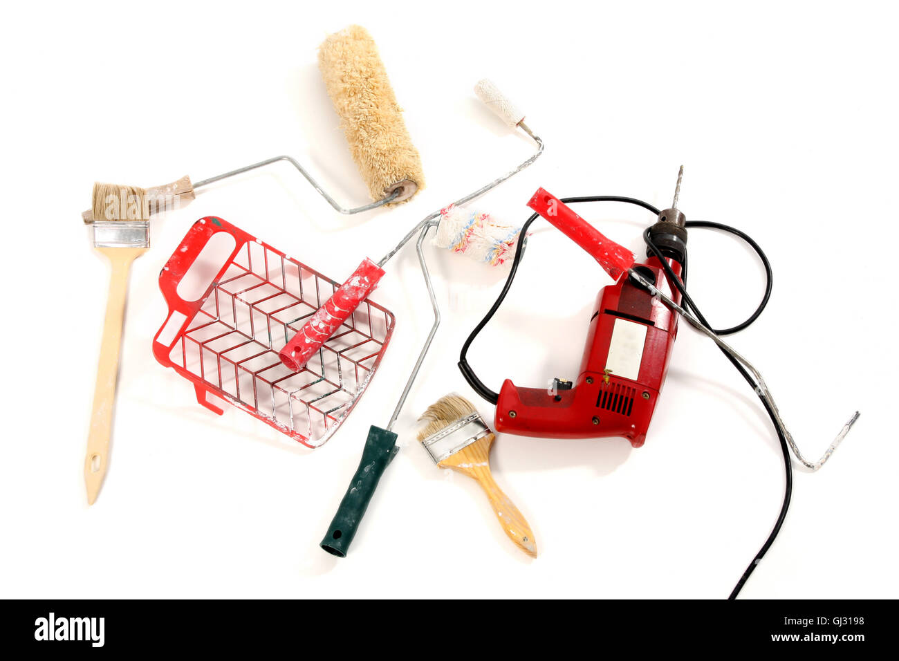 paint roller, brushes, borer Stock Photo Alamy