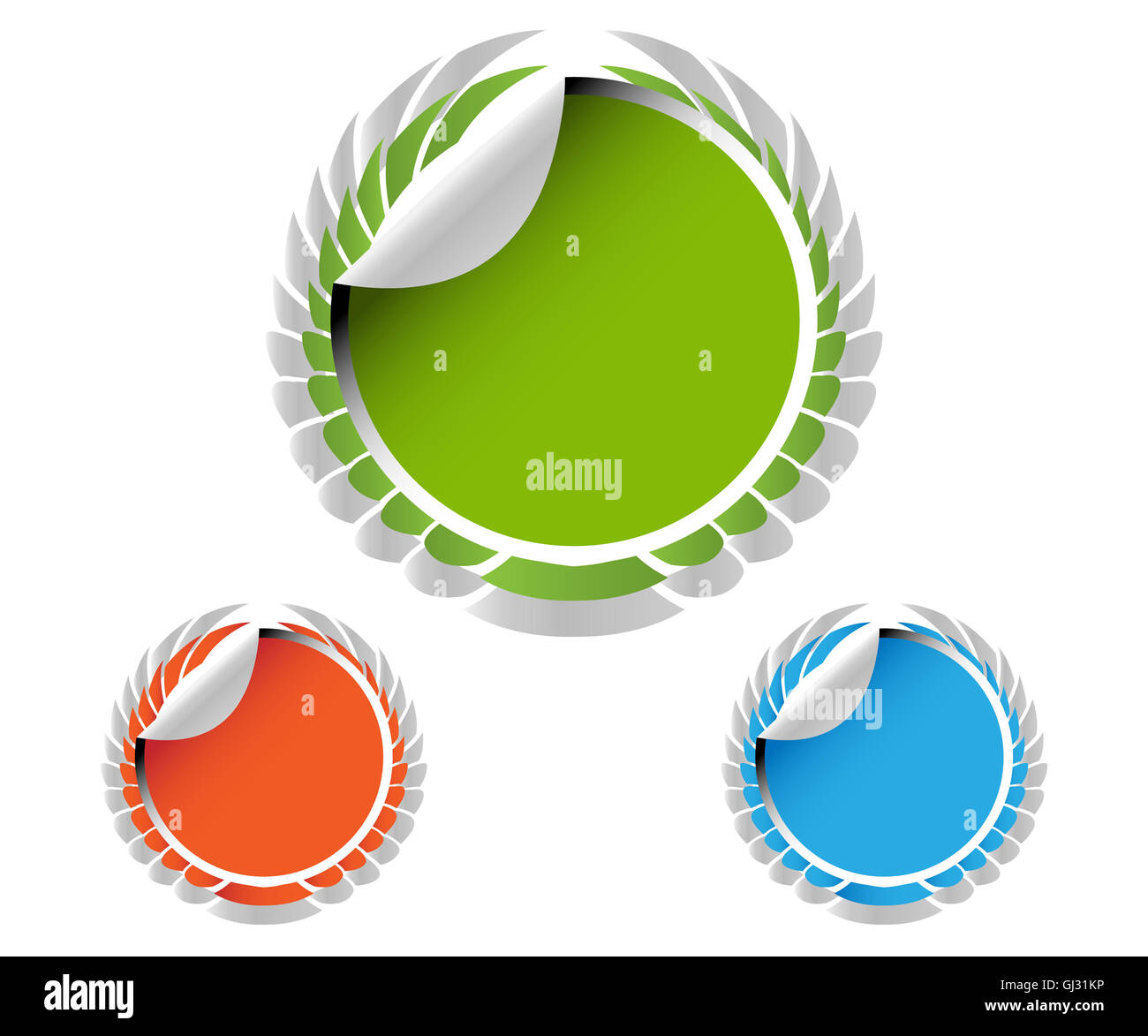 Winging Labels Label with wings Stock Photo - Alamy