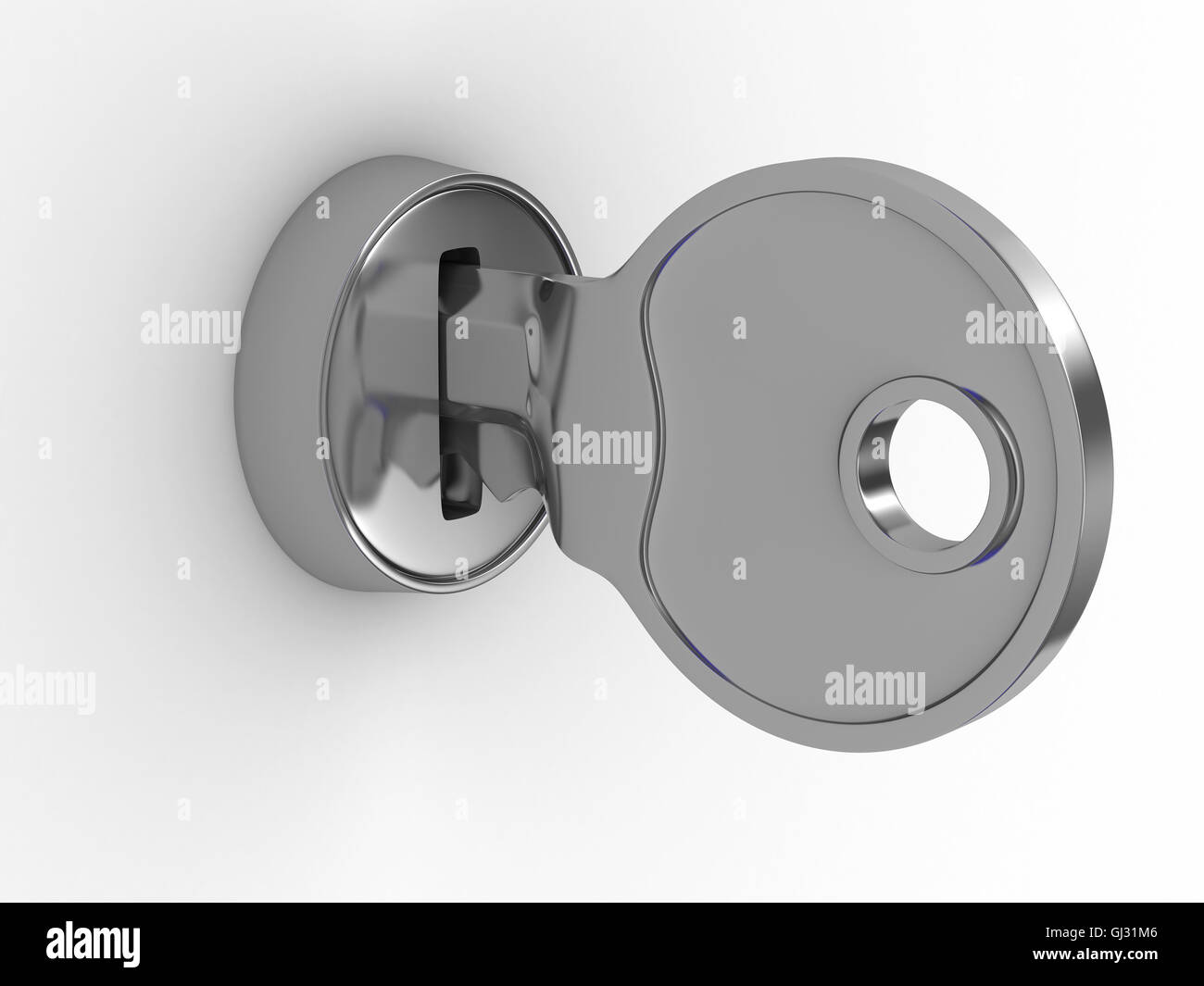 Isolated key and lock on white background. 3D image Stock Photo - Alamy