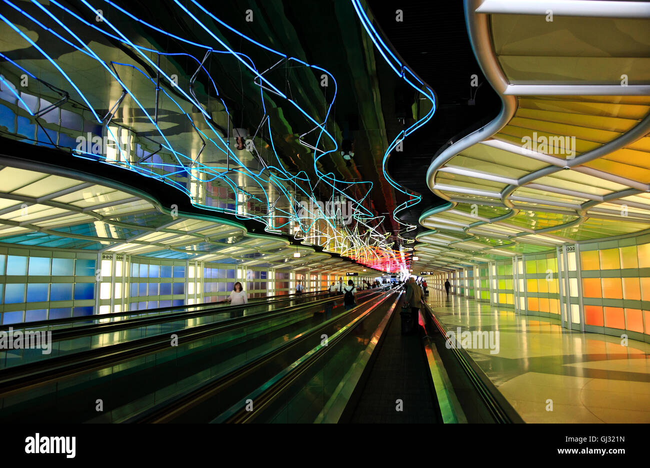 a corridor of a major international airport Stock Photo