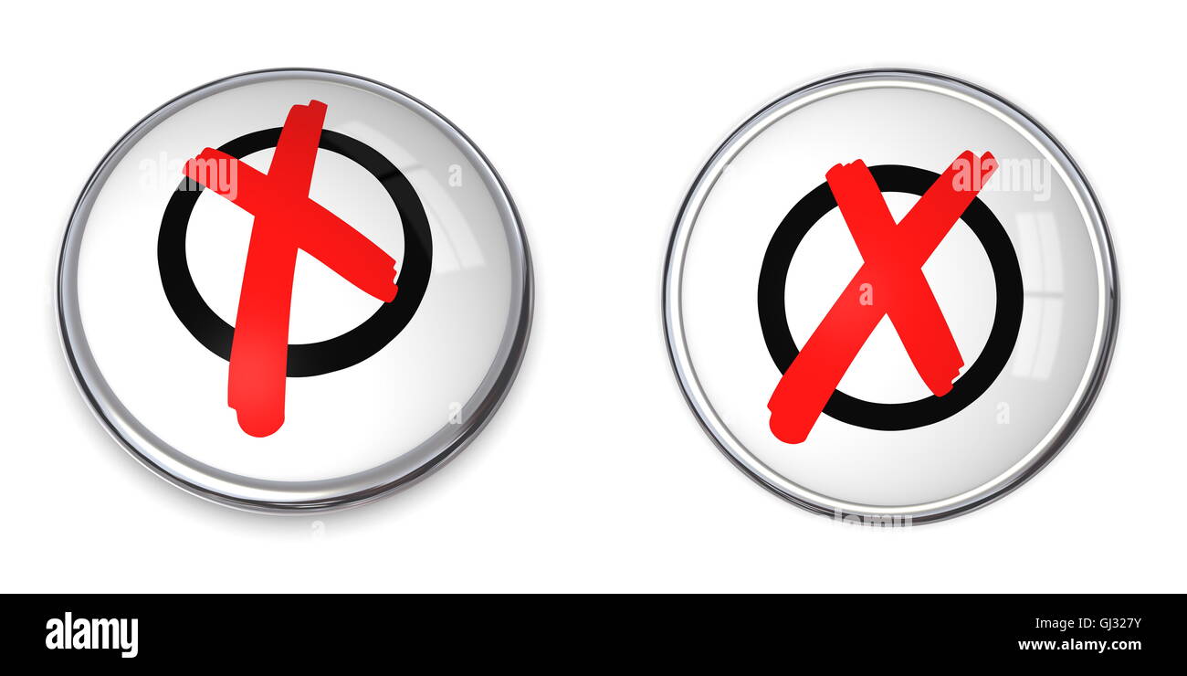 Tick Mark Button Red Cross Stock Photo Alamy