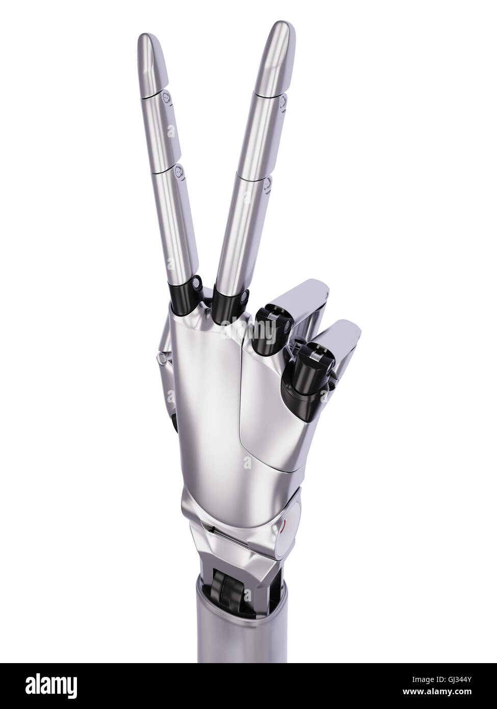 Glossy Android Hand Victory or Number Two Gesturing 3d Illustration ...