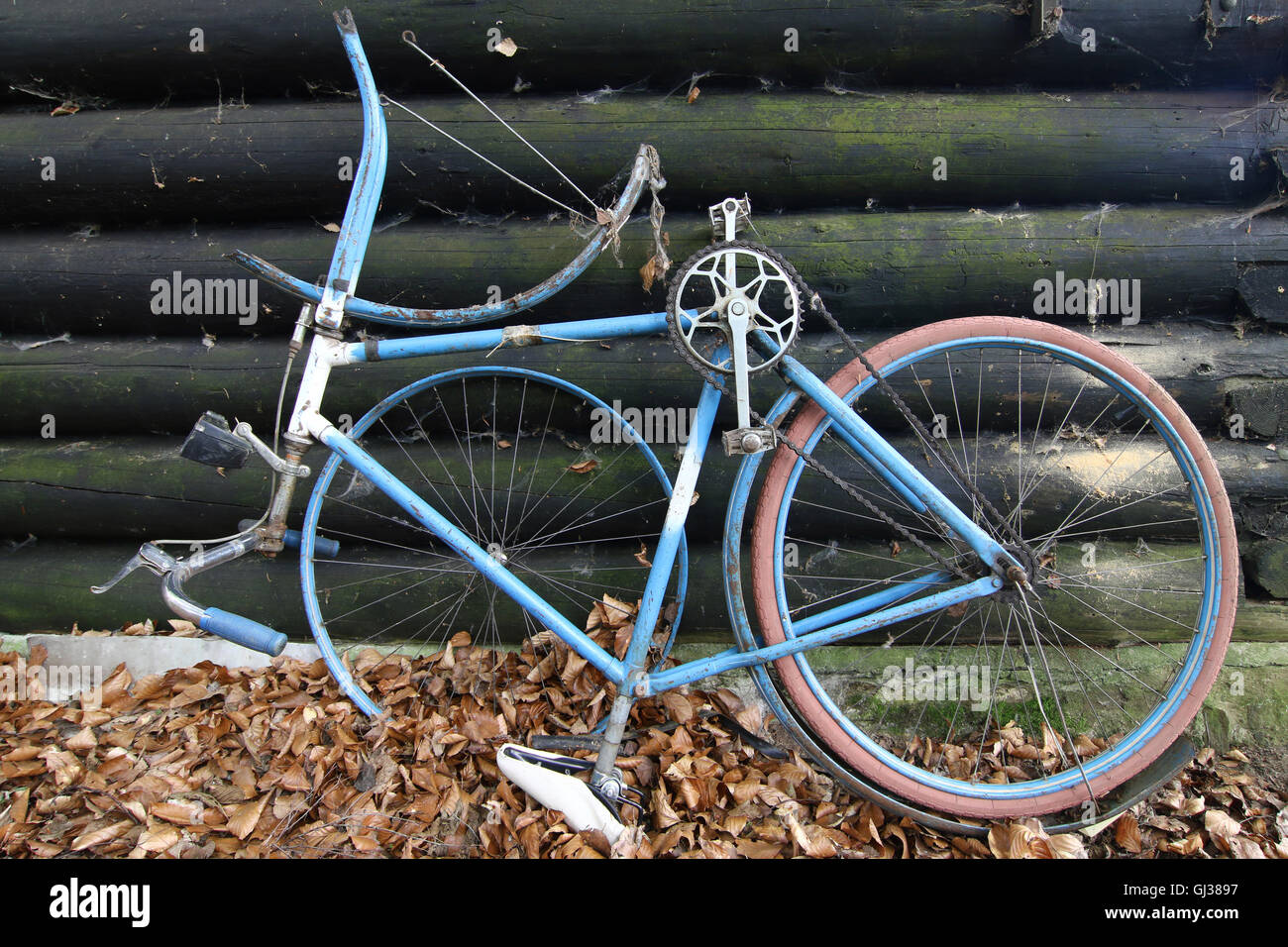 Defect - old and broken bicycle Stock Photo