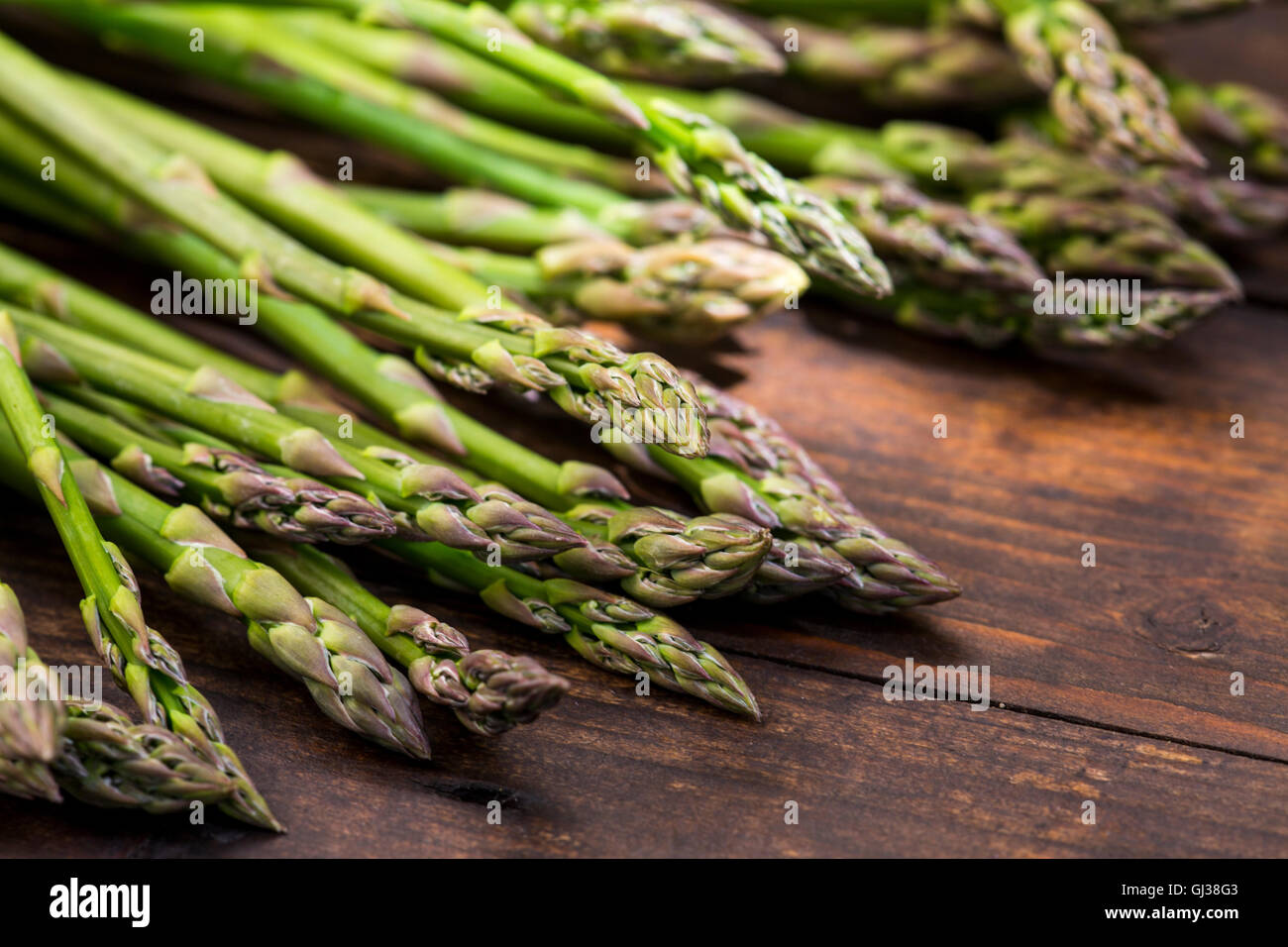 Bunches of asparagus officinalis  on table Stock Photo