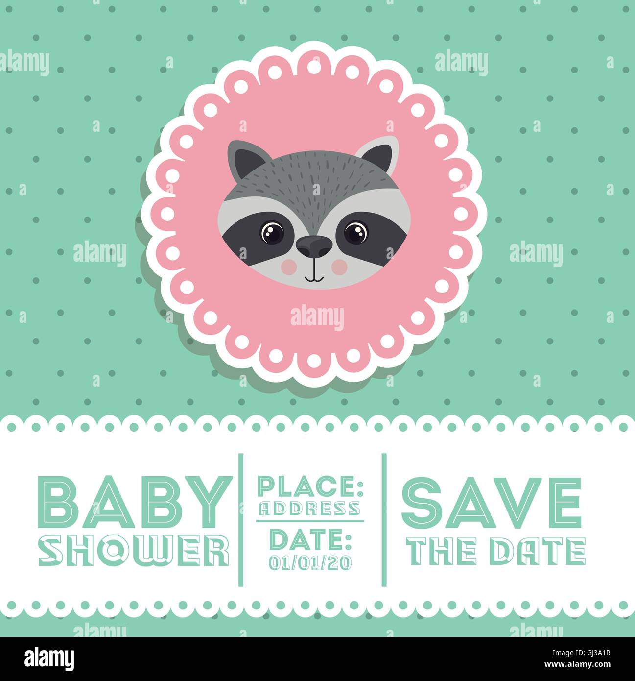 raccoon animal baby shower card icon Stock Vector Image & Art - Alamy