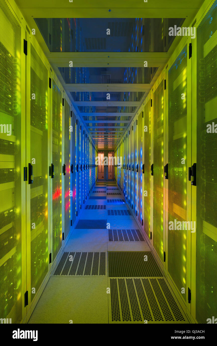Datacenter for storing large amounts of data, and is an important hub for the internet Stock Photo