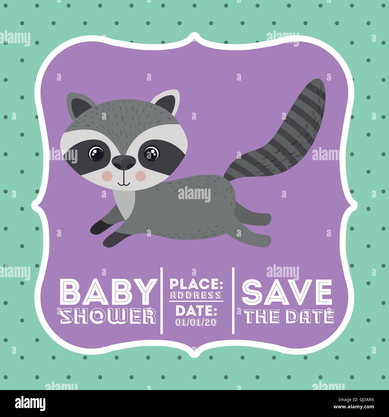 raccoon animal baby shower card icon Stock Vector Image & Art - Alamy