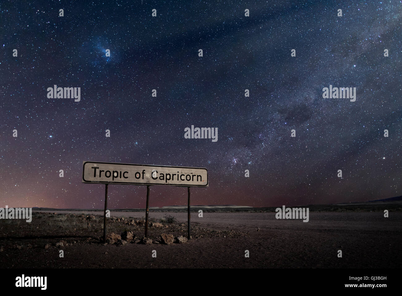 Tropic of Capricorn sign, Namib Desert, Namibia Stock Photo