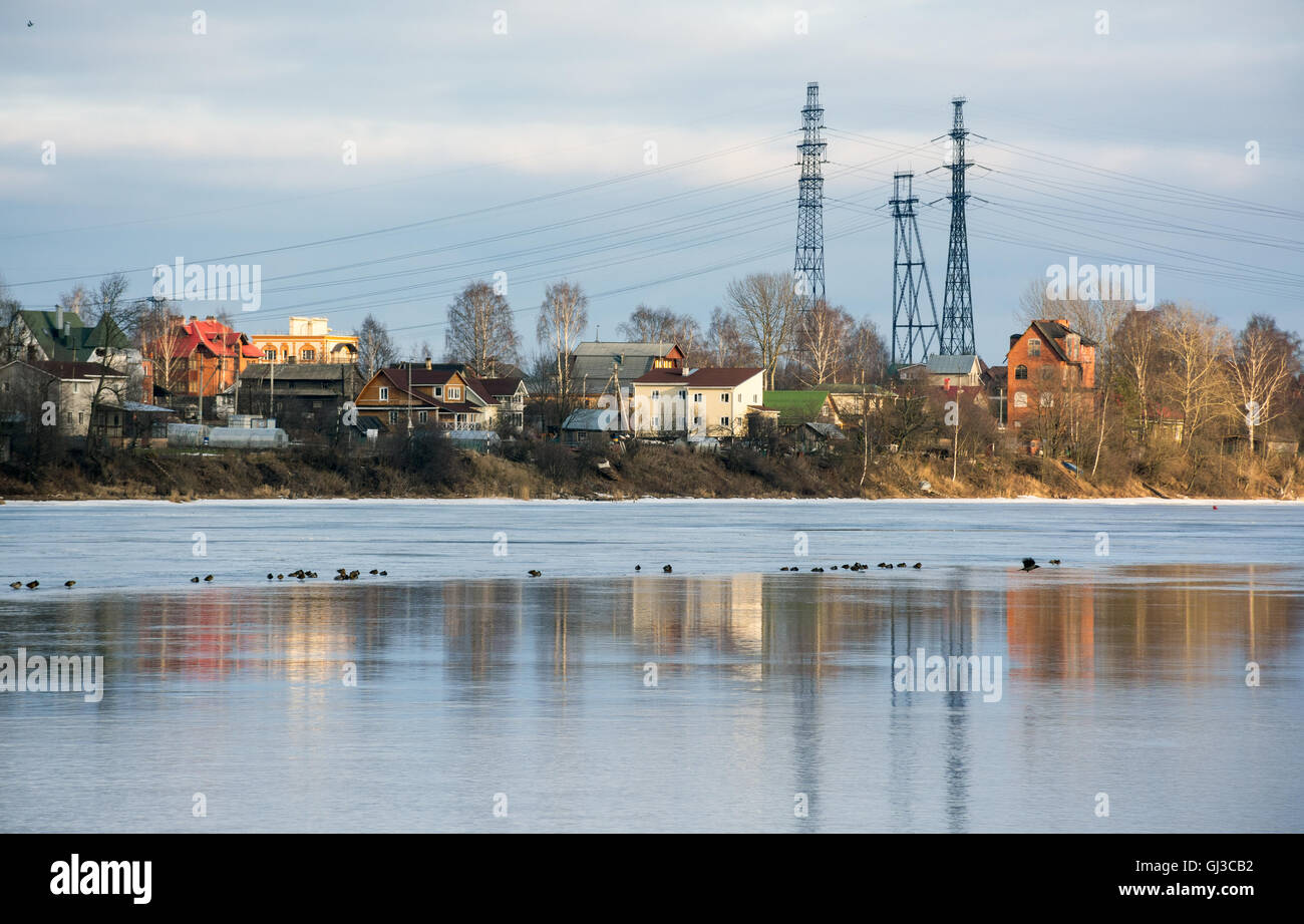 The landscape on the opposite Bank of the river Stock Photo - Alamy