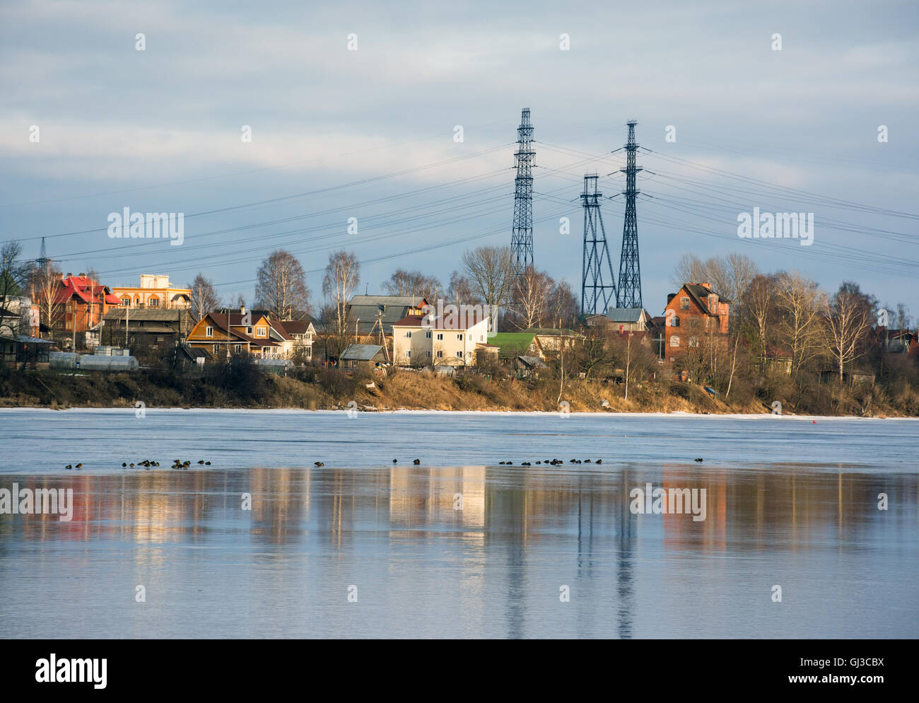 The landscape on the opposite Bank of the river Stock Photo - Alamy