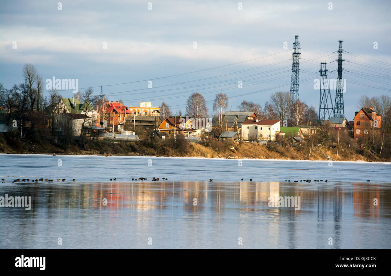 The landscape on the opposite Bank of the river Stock Photo - Alamy