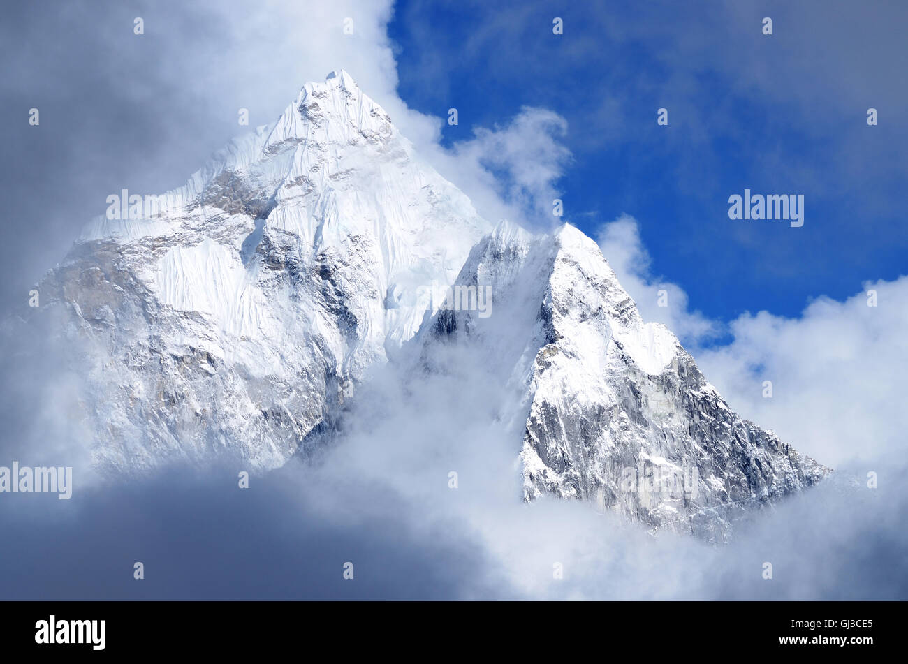Himalayan peaks in clouds,Nepal, Everest region, Asia Stock Photo