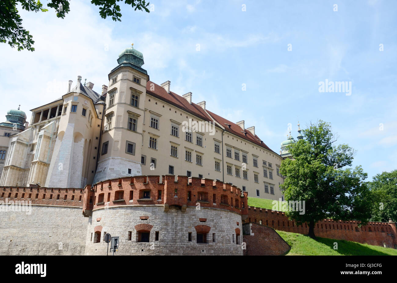 Sigismund III Vasa Tower and defensive walls in Wawel Royal castle,Krakow,Poland Stock Photo