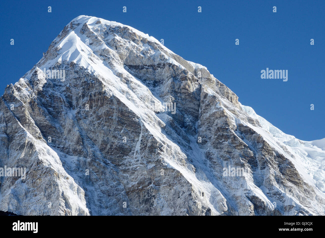 Summit of Kala Patthar mountain - most accessible point to view Mt. Everest from base camp to peak,Nepalese Himalayas Stock Photo