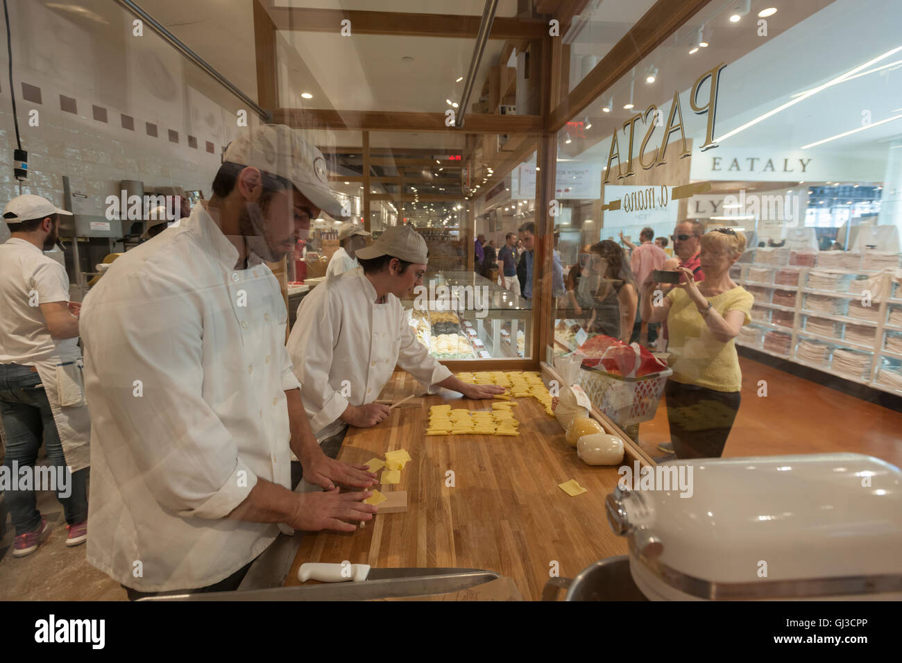 Pasta making at the grand opening of Eataly Downtown in Lower Manhattan