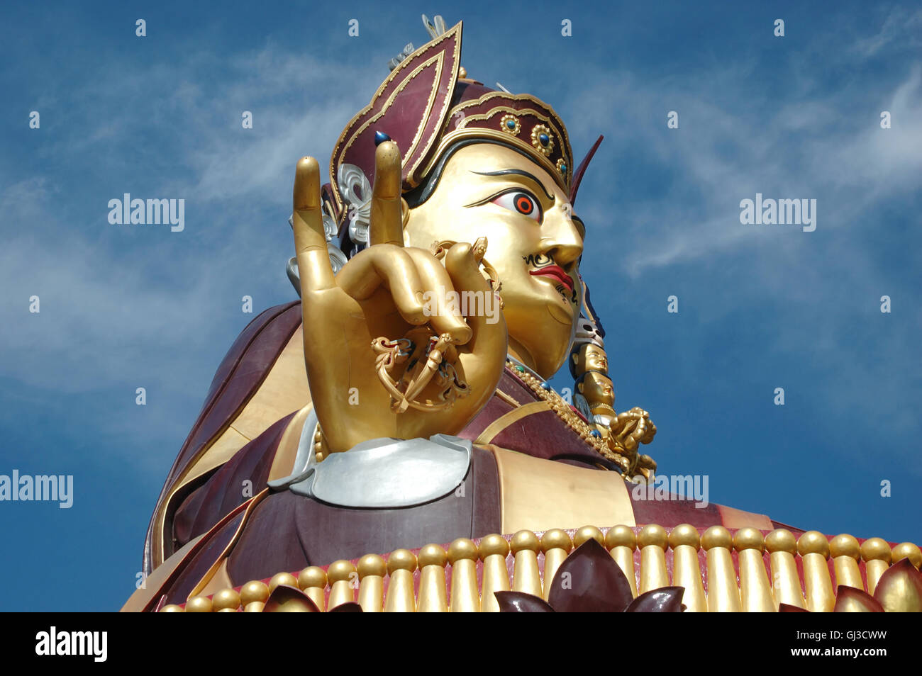Big golden statue of Padmasambhava or Guru Rinpoche in Rewalsar,Himachal pradesh,India Stock