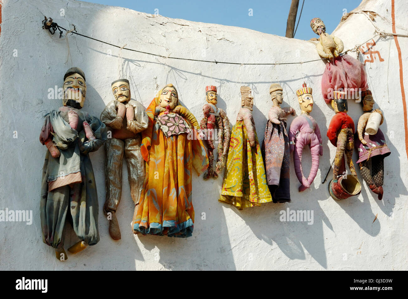 Traditional handmade rajastani puppets for sale in Jaisalmer,India Stock Photo