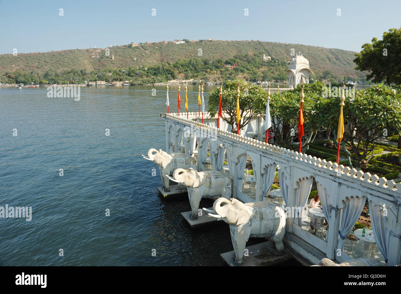 Summer palace at Jag Mandir island on Pichola lake,Udaipur, India Stock Photo