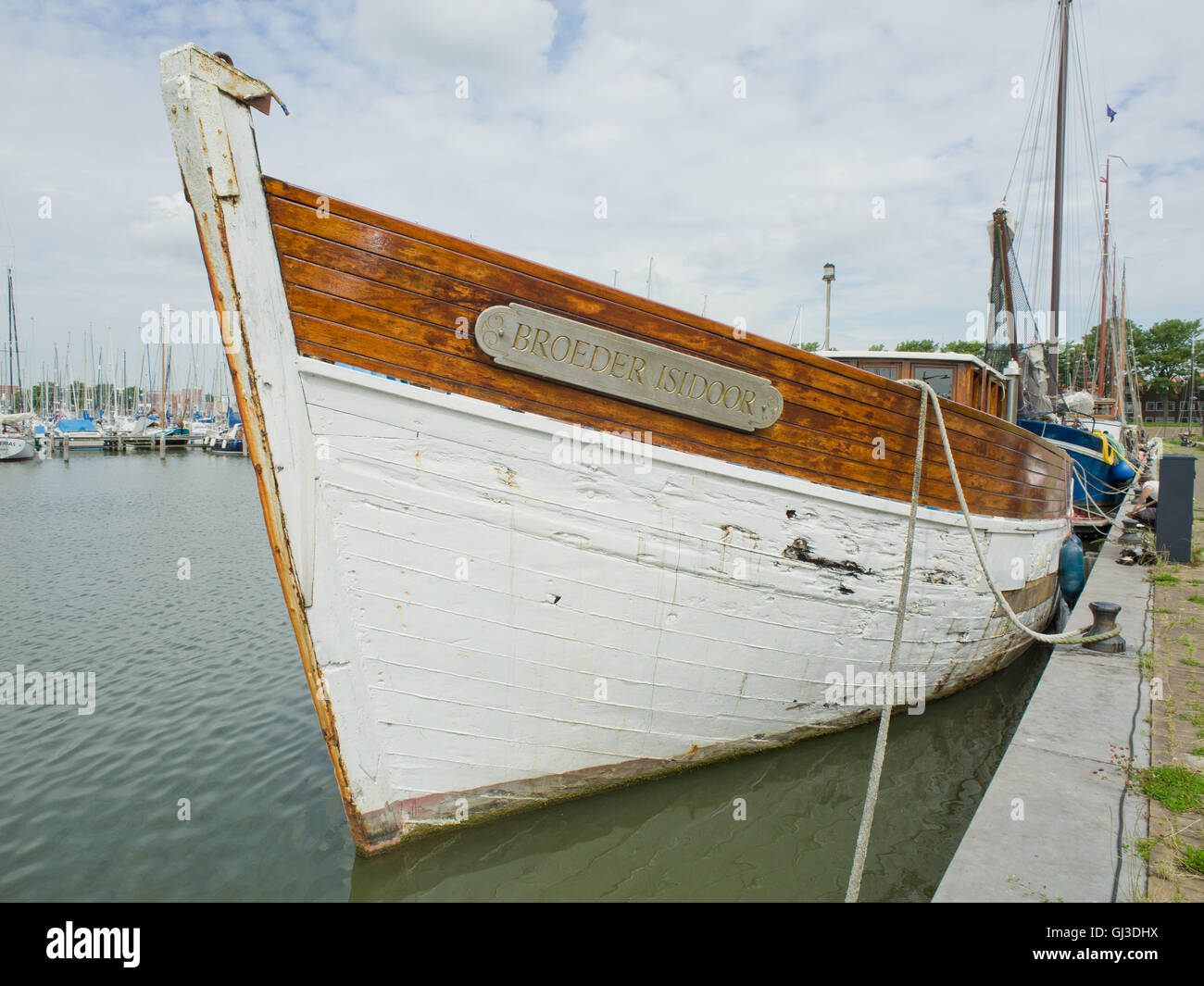 Wooden hull of classic wood fishing boat Stock Photo Alamy
