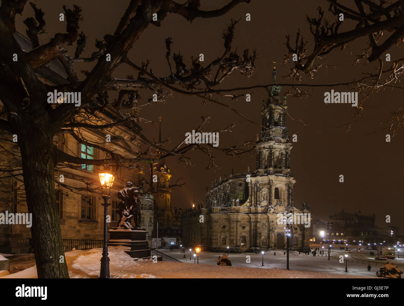 Dresden View from the Brühl Terrace at Castle and Cathedral