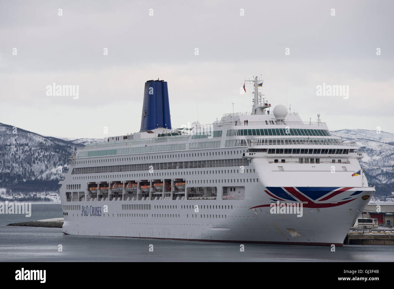 P&O Oriana cruise ship in Alta, Norway. Stock Photo