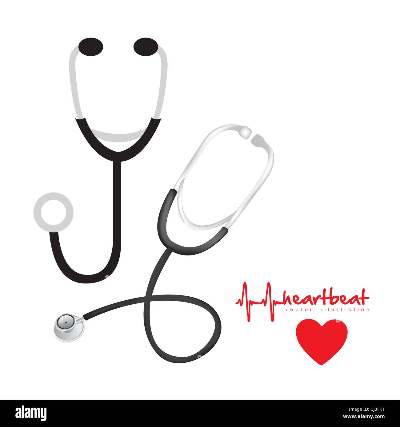 illustration of stethoscopes in silhouette and 3d vector illustr Stock