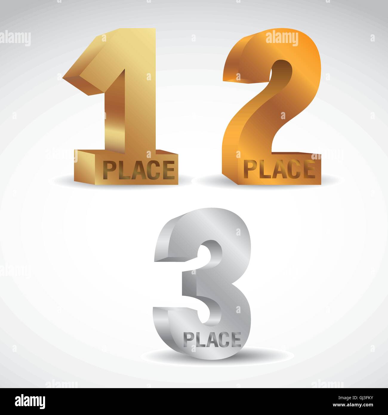 illustration of first second and third place gold bronze and sil Stock ...