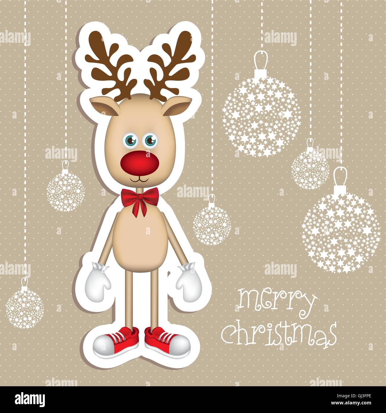 Illustration of cartoon Christmas Reindeer Rudolph the reindeer Stock