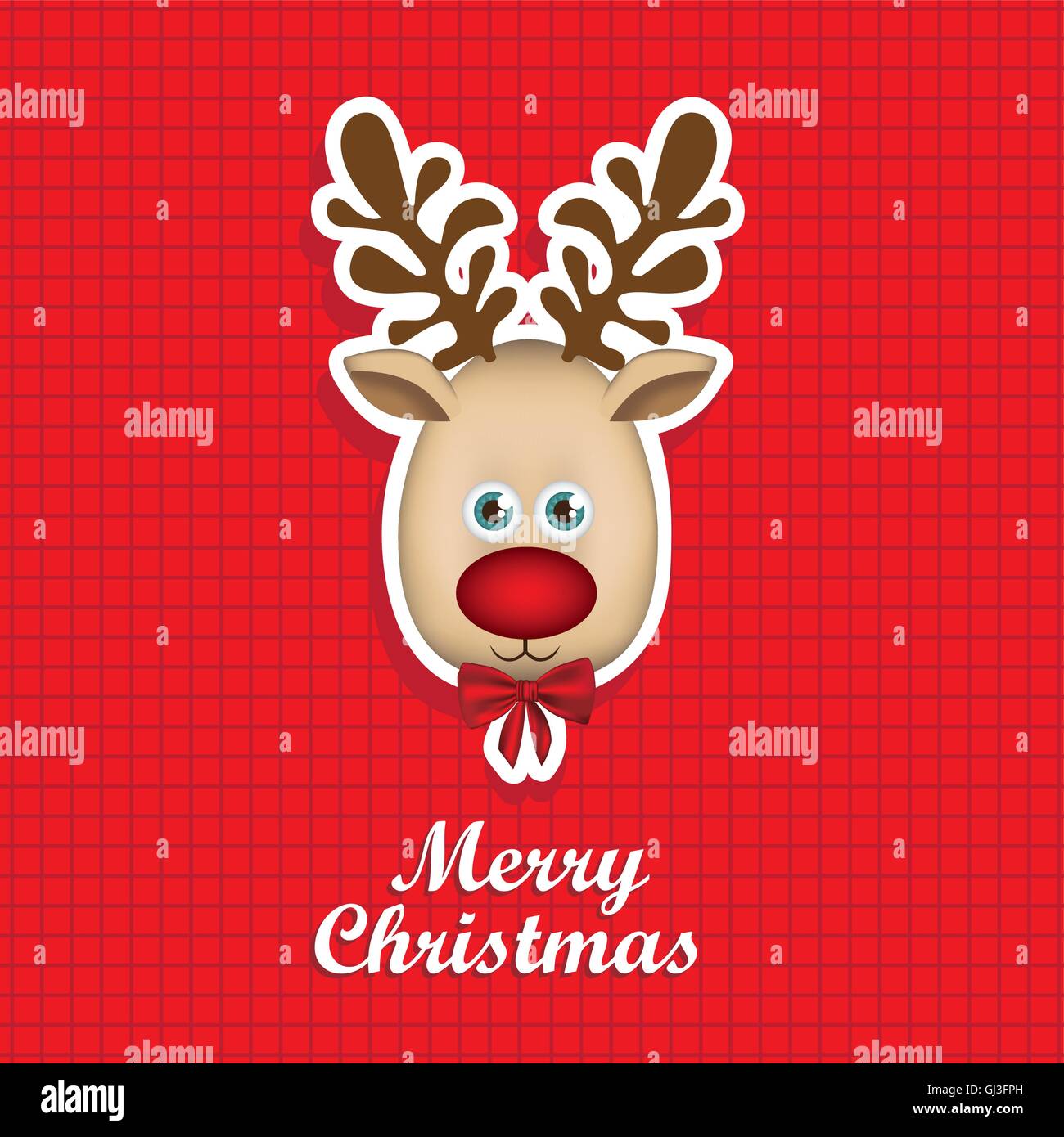 Illustration of cartoon Christmas Reindeer Rudolph the reindeer Stock