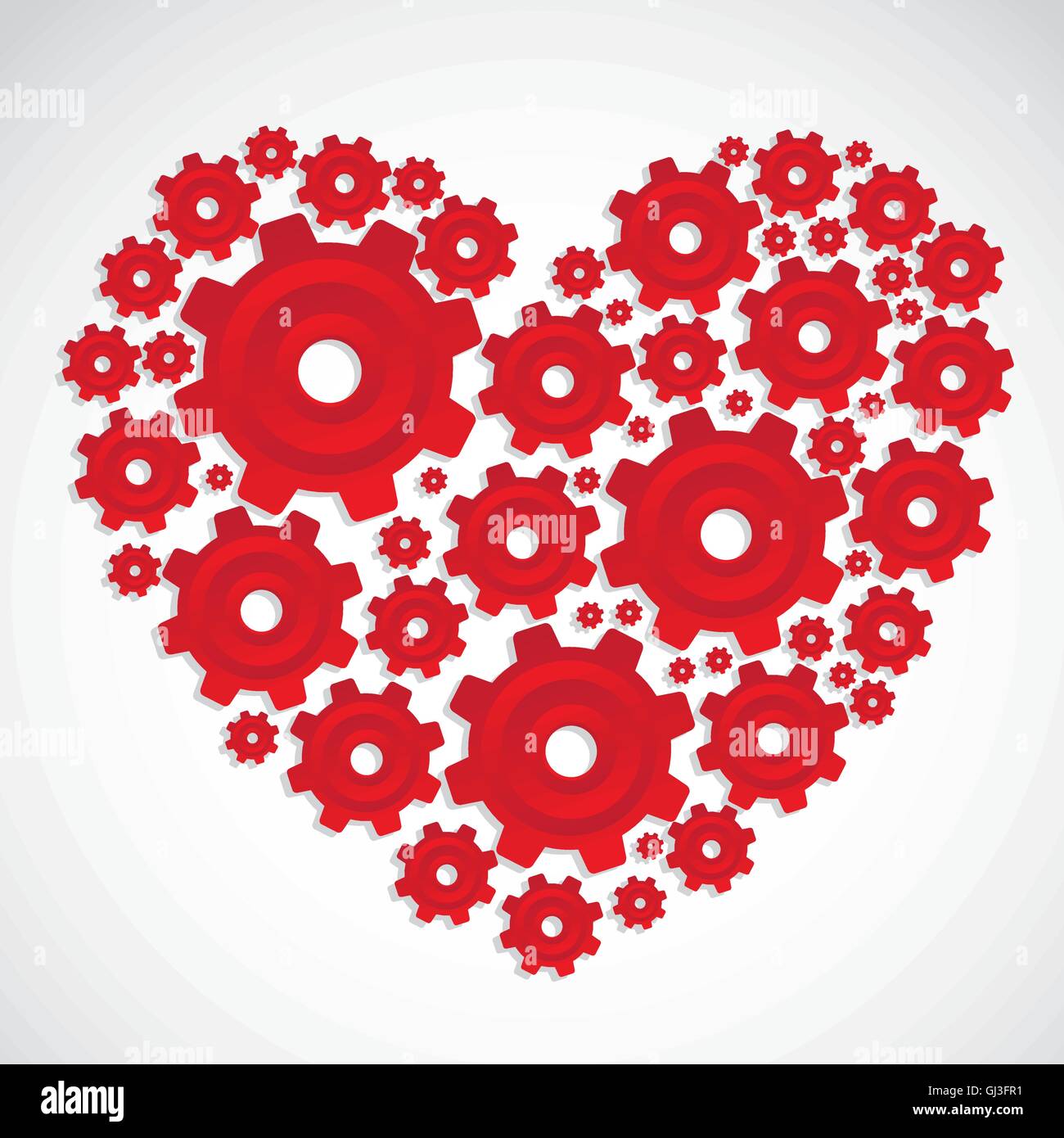 Illustration of a heart made with gears vector illustration Stock