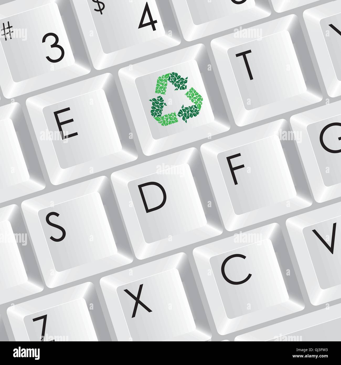 illustration of computer keyboard with recycle icon vector illus Stock
