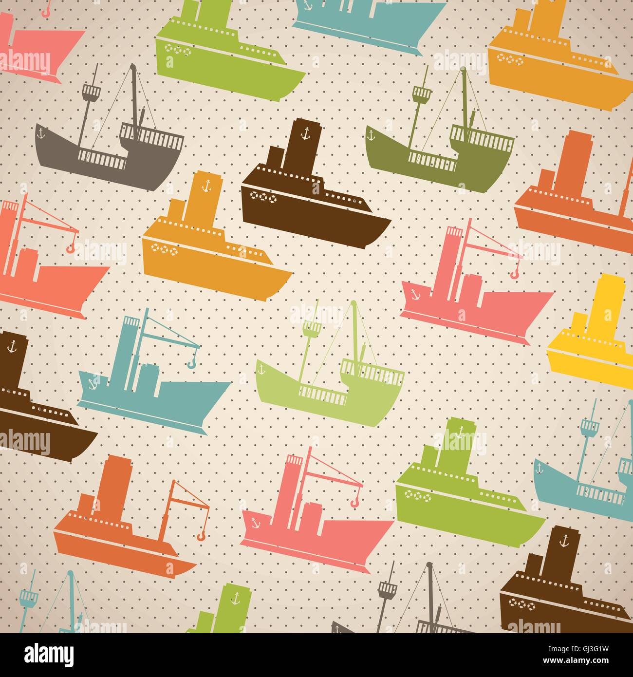 Illustration of colorful boats pattern on white background vecto Stock ...