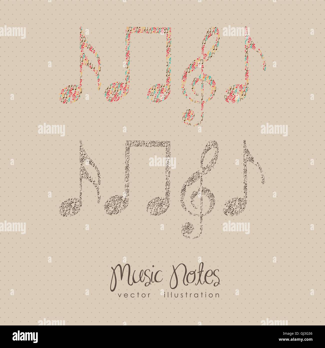 Illustration of musical notes forming a larger note music sound Stock ...