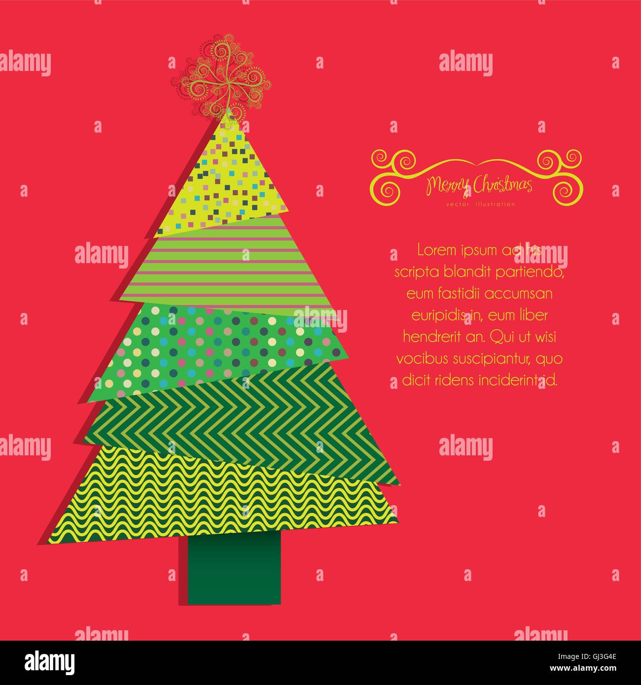 Illustration of christmas tree made with patterns vector illustr Stock ...