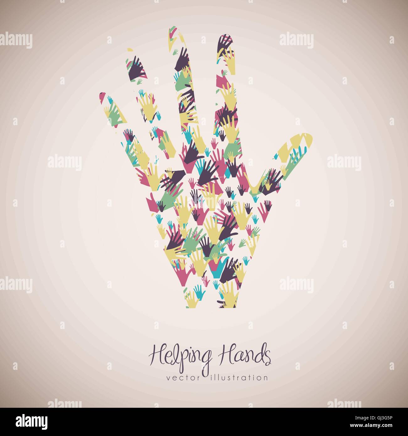 illustration of many color hands making a big hand concept of di Stock ...