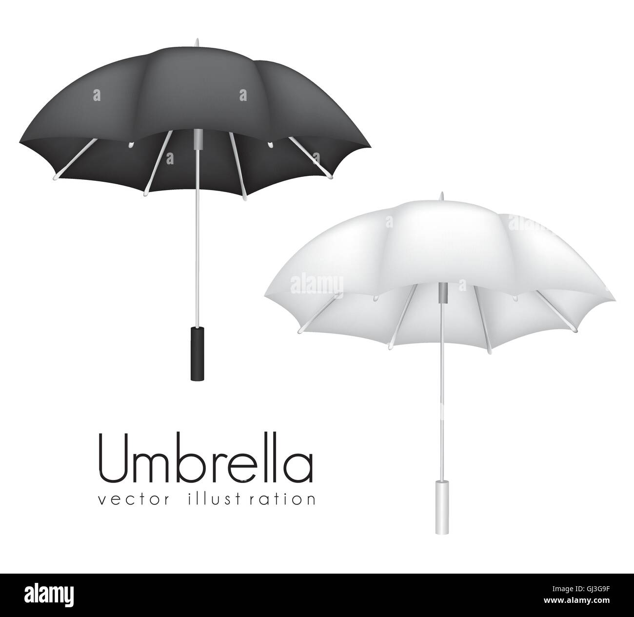 illustration of black and white umbrellas isolated on white back Stock ...