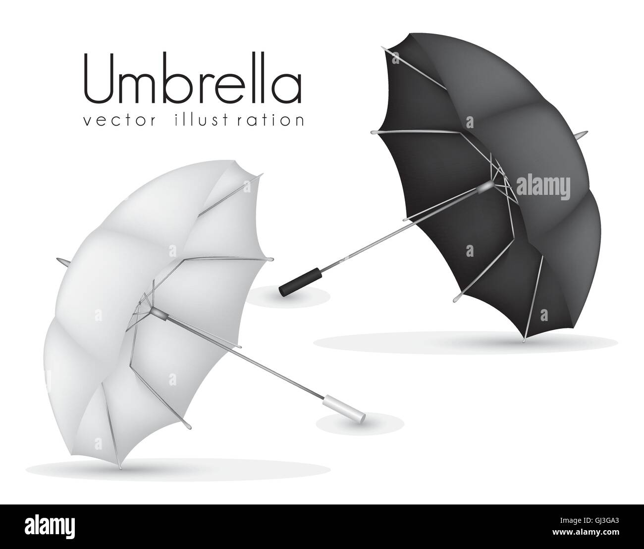 illustration of black and white umbrellas isolated on white back Stock
