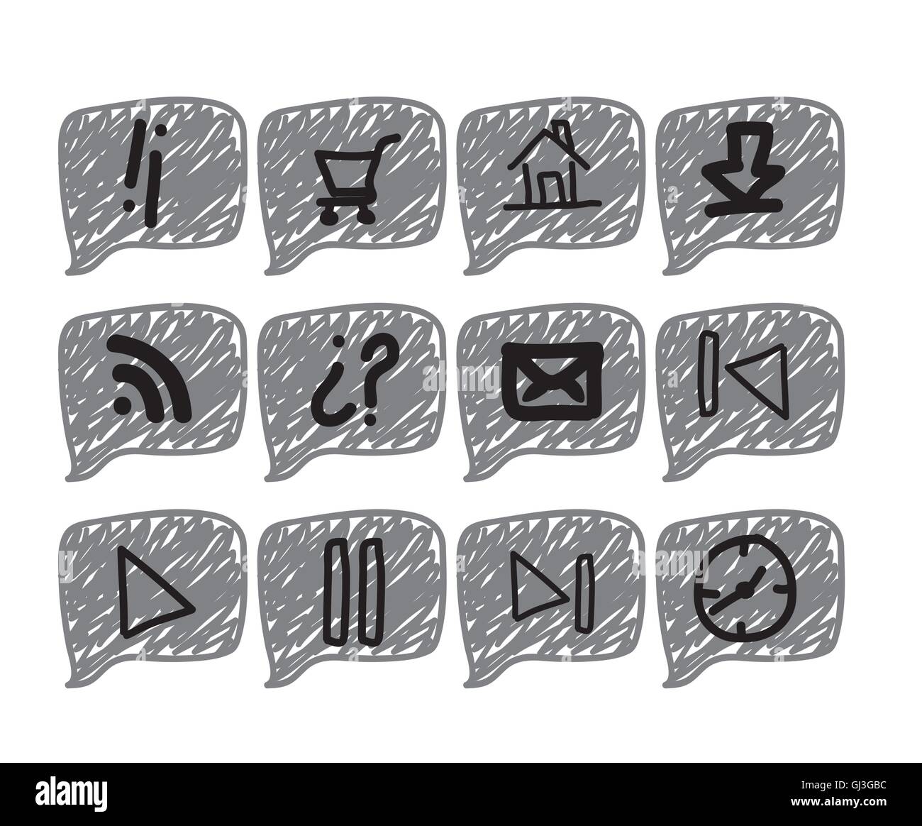 illustration of sketches of icons in gray colors vector illustra Stock ...