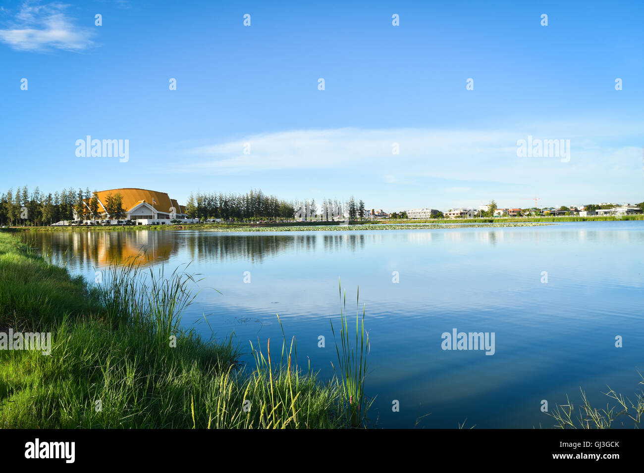 Landscape Around the Swamp at Khon Kaen University, Thailand Stock Photo