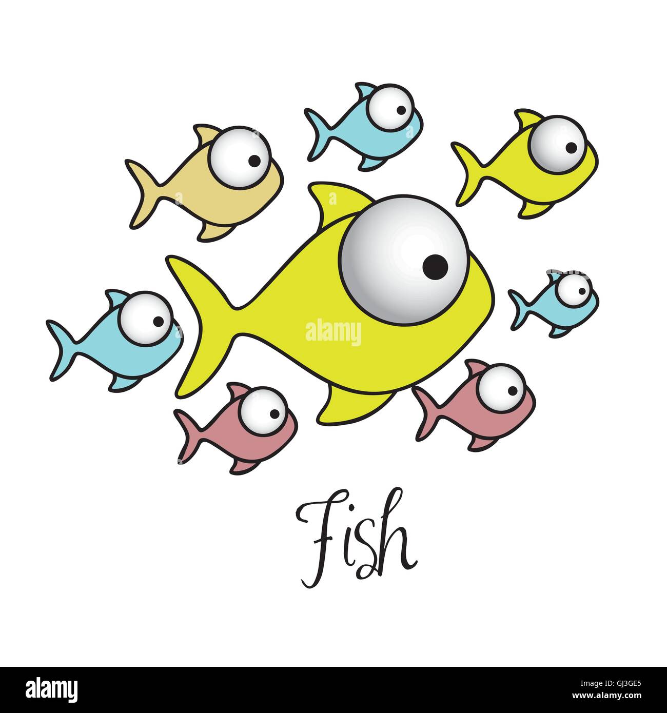 illustration of Fish Drawings aquatic animals vector illustratio Stock