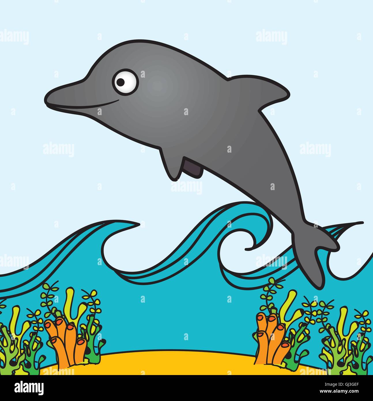 illustration of dolphin fish Drawings aquatic animals vector ill Stock  Vector Image & Art - Alamy