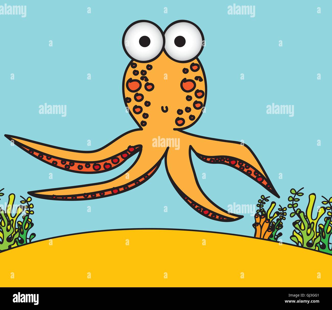 Illustration of octopus fish Drawings aquatic animals vector il Stock ...