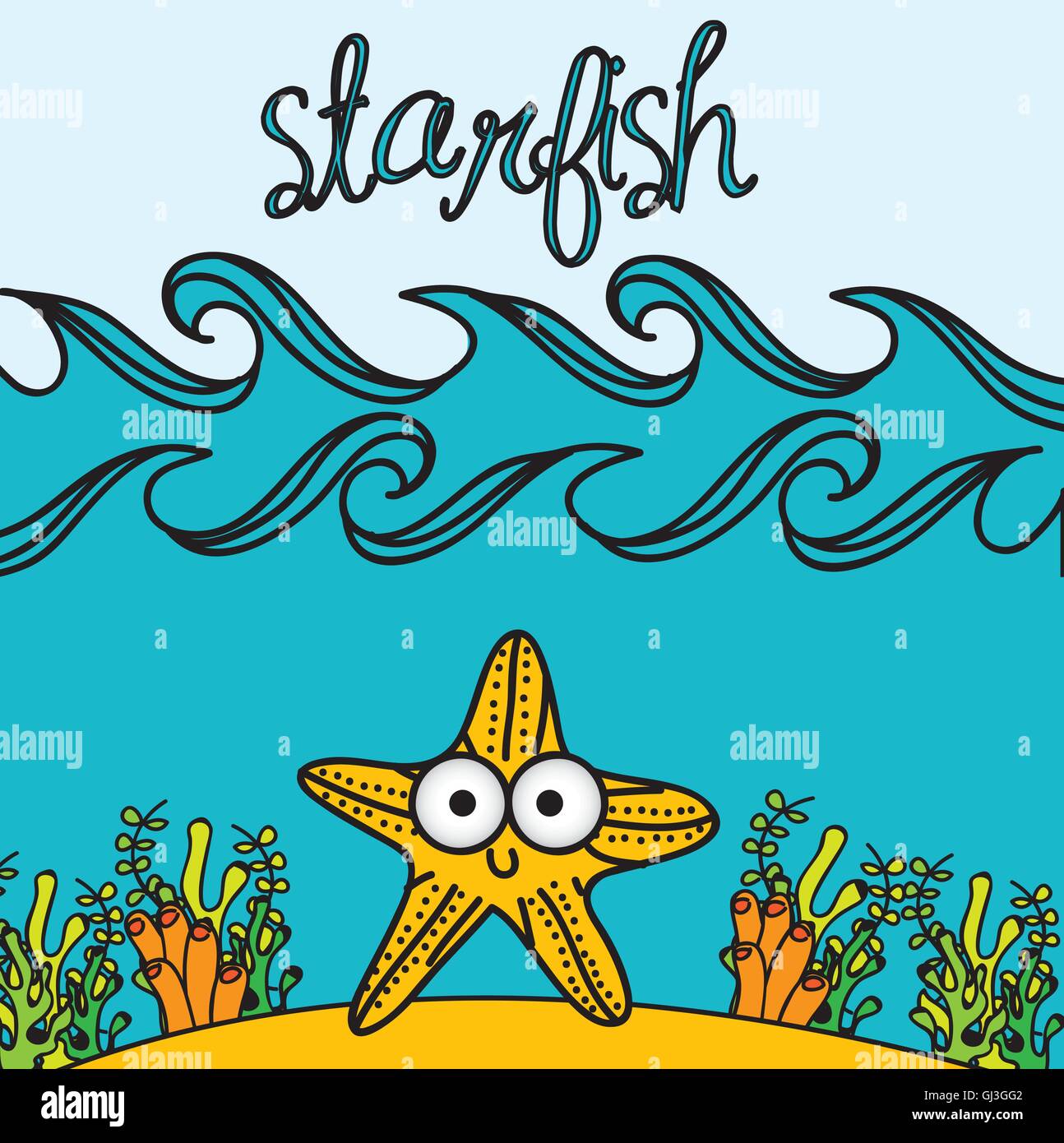 Starfish Running Illustration of starfish fish Drawings aquatic animals vector il Stock ...
