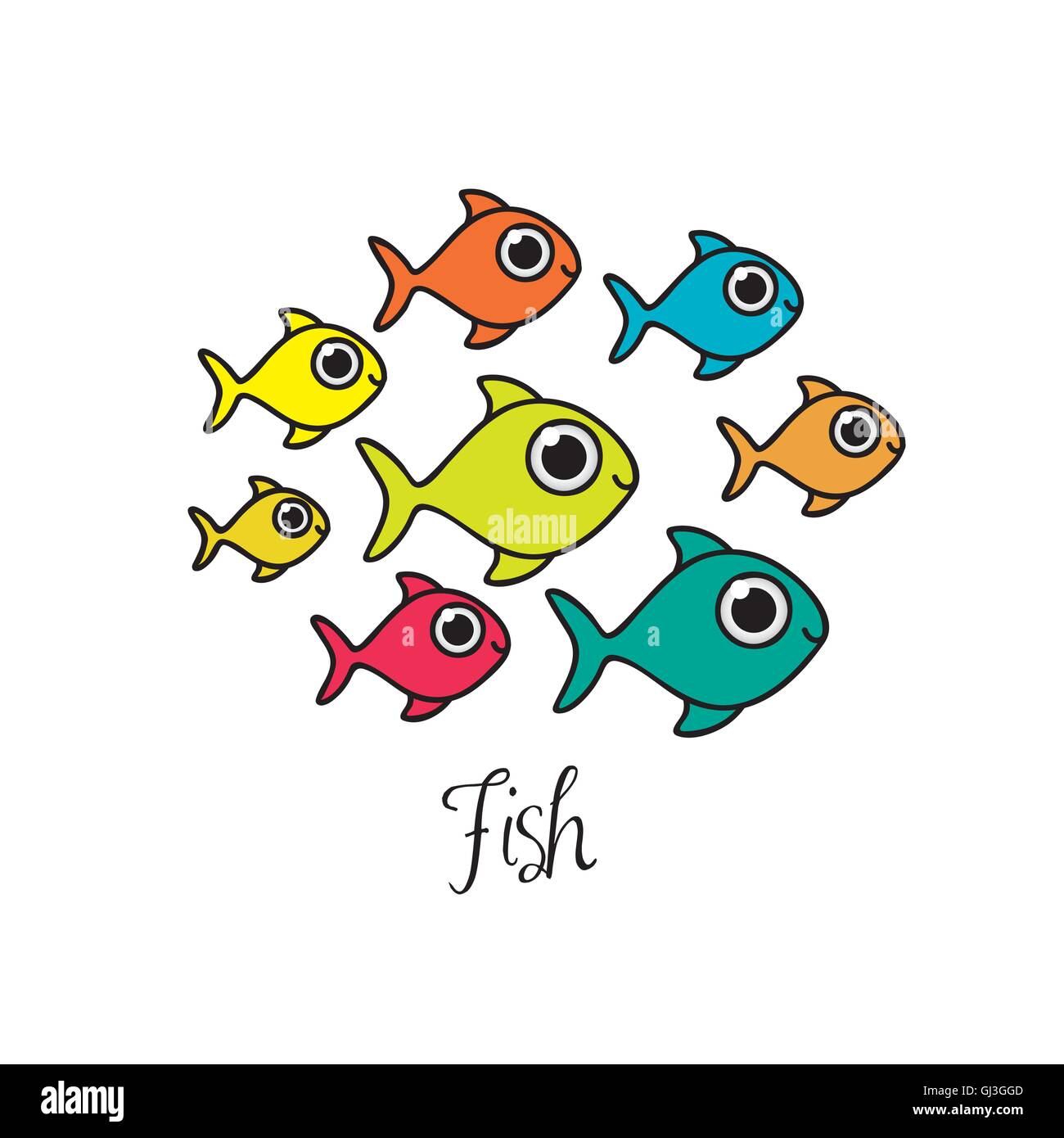 Illustration of fish Drawings aquatic animals vector illustratio Stock