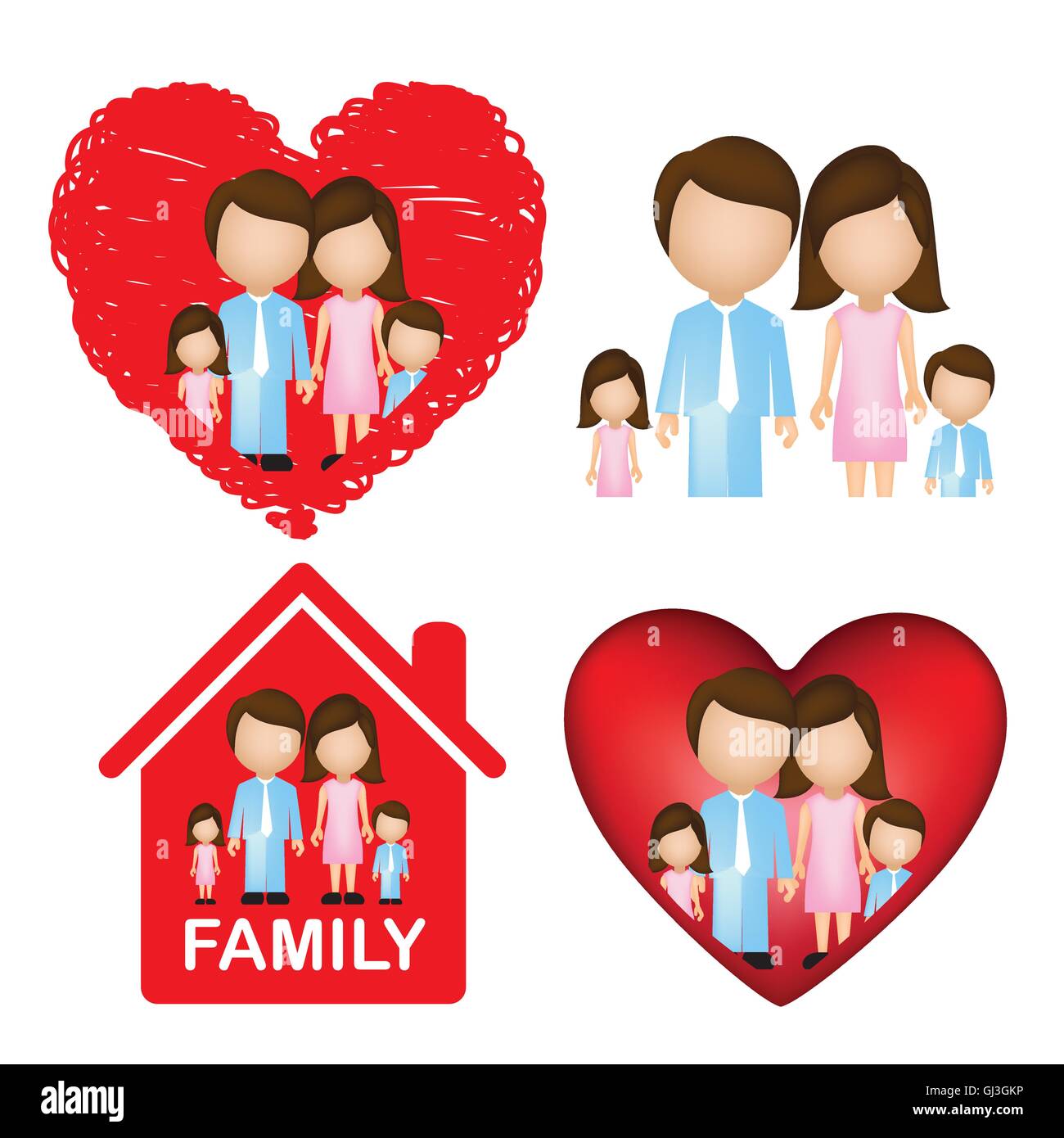 Illustration of family icons isolated on white background vector Stock ...