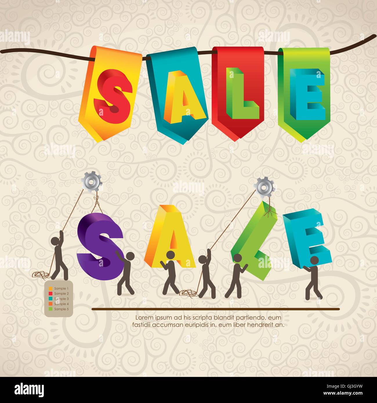 infographics illustration of sale with icons of people vector il Stock ...