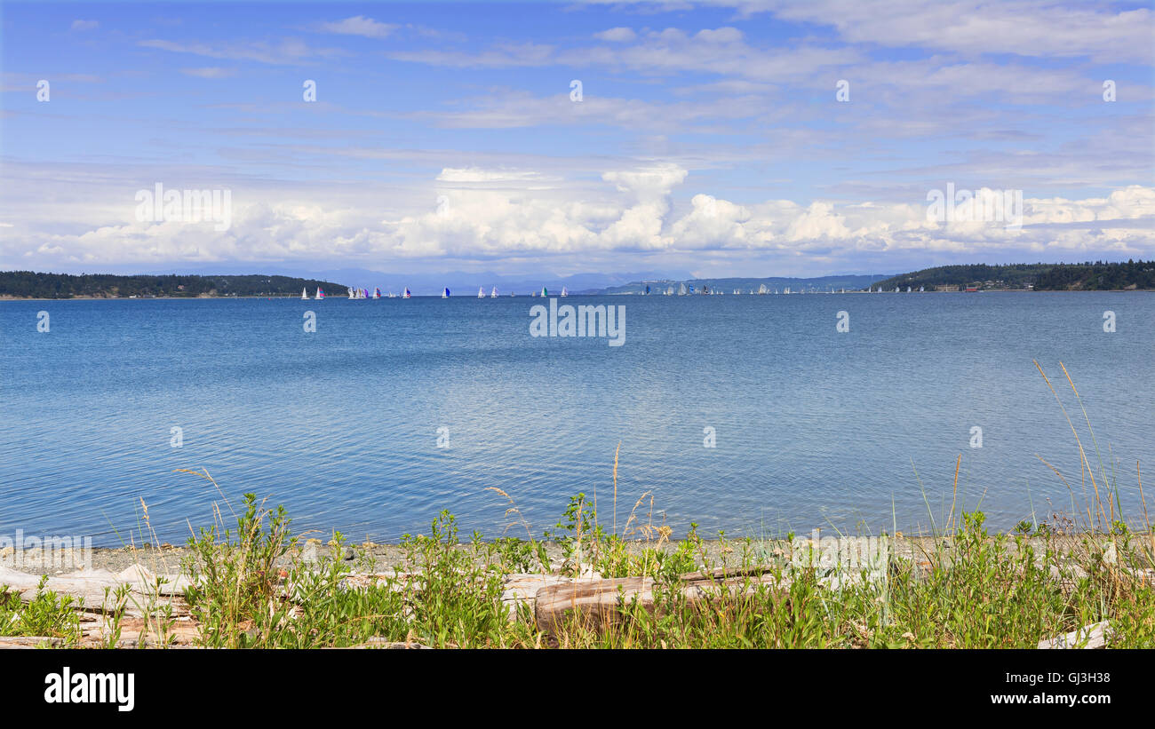 Penn Cove, Whidbey Island, Washington. Viewed toward Coupeville